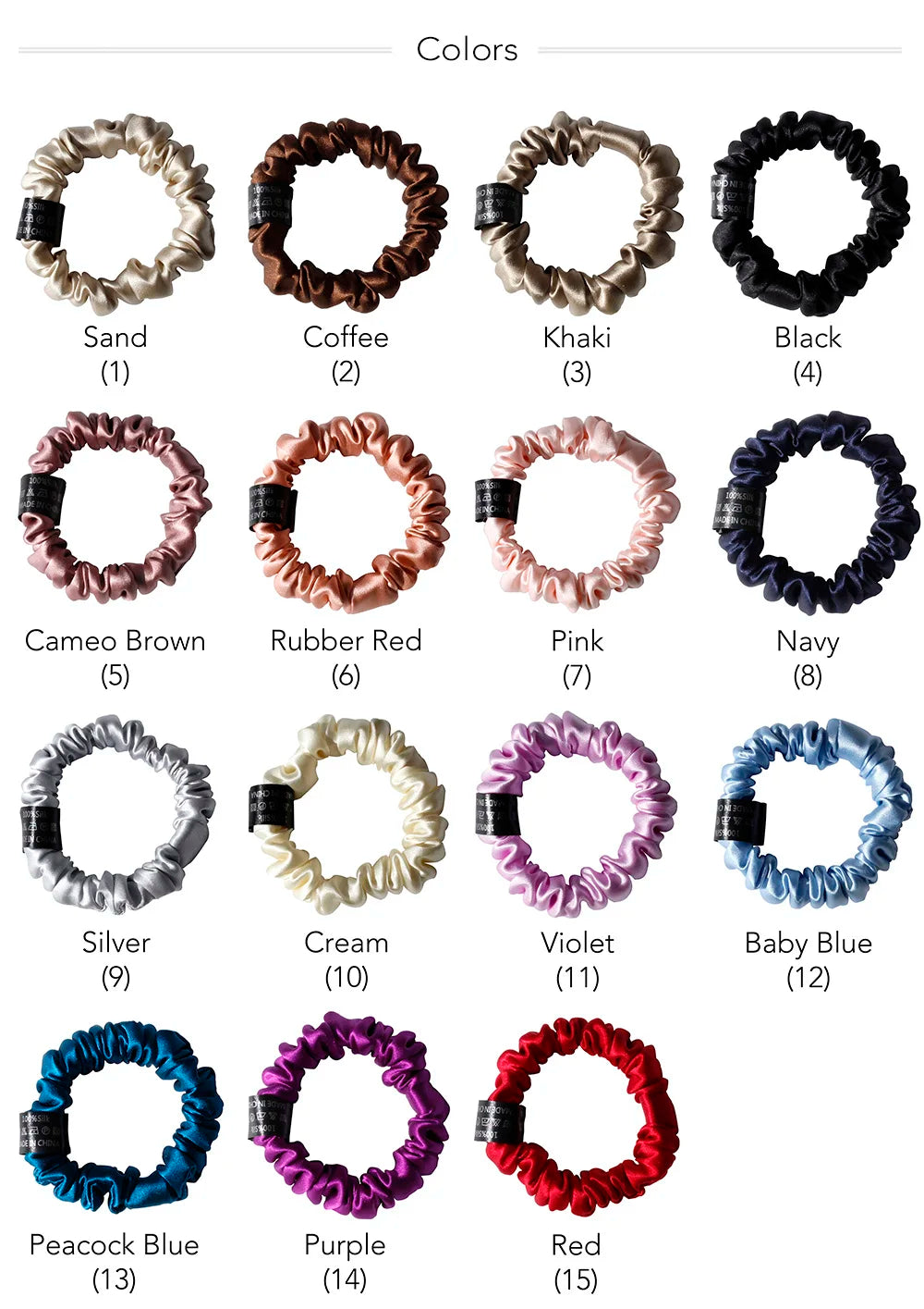 100% Pure Mulberry Silk Scrunchies